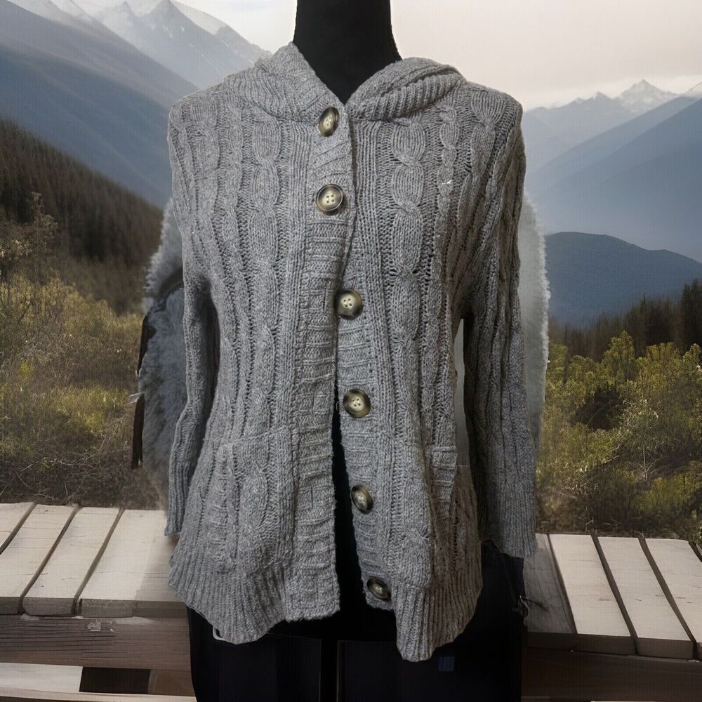 Cute‎ Between Me & You Cotton Blend Pockets  Cardigan Sweater Hoodie L Retro